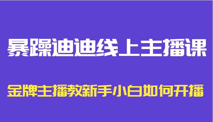 暴躁迪迪线上主播课，金牌主播教新手小白如何开播-全网VIP网赚项目资源网_会员赚钱大全_中创网_福缘网_冒泡网