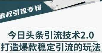 今日头条引流技术2.0，打造爆款稳定引流的玩法视频教程-全网VIP网赚项目资源网_会员赚钱大全_中创网_福缘网_冒泡网