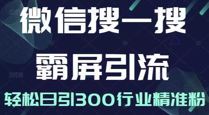 图片[1]-《微信搜一搜霸屏引流课》被动精准引流，轻松日引300行业精准粉-全网VIP网赚项目资源网_会员赚钱大全_中创网_福缘网_冒泡网