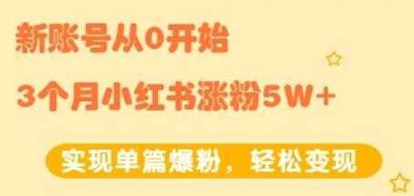 小红书涨粉变现《新账号从0开始3个月小红书涨粉5W+》实现单篇爆粉-全网VIP网赚项目资源网_会员赚钱大全_中创网_福缘网_冒泡网