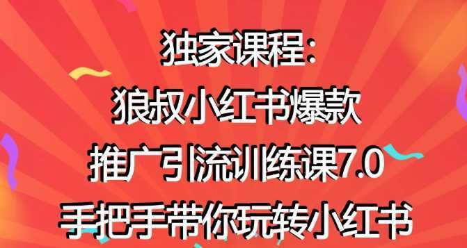 狼叔小红书爆款推广引流训练课7.0，手把手带你玩转小红书-全网VIP网赚项目资源网_会员赚钱大全_中创网_福缘网_冒泡网