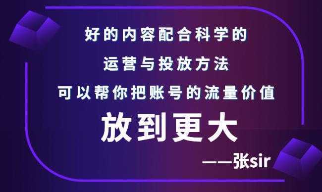 张sir账号流量增长课，告别海王流量，让你的流量更精准-全网VIP网赚项目资源网_会员赚钱大全_中创网_福缘网_冒泡网