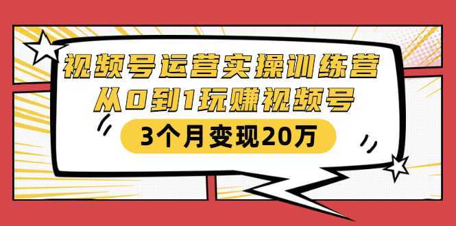 视频号运营实操训练营：从0到1玩赚视频号，3个月变现20万-全网VIP网赚项目资源网_会员赚钱大全_中创网_福缘网_冒泡网