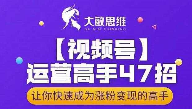 大敏思维-视频号运营高手47招，让你快速成为涨粉变现高手-全网VIP网赚项目资源网_会员赚钱大全_中创网_福缘网_冒泡网