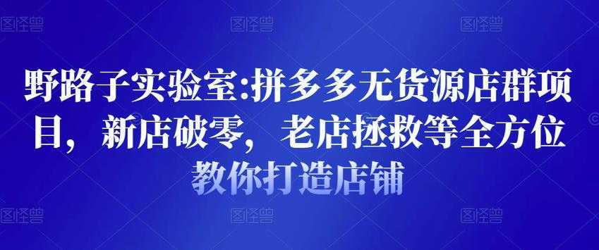 野路子实验室:拼多多无货源店群项目，新店破零，老店拯救等全方位教你打造店铺-全网VIP网赚项目资源网_会员赚钱大全_中创网_福缘网_冒泡网