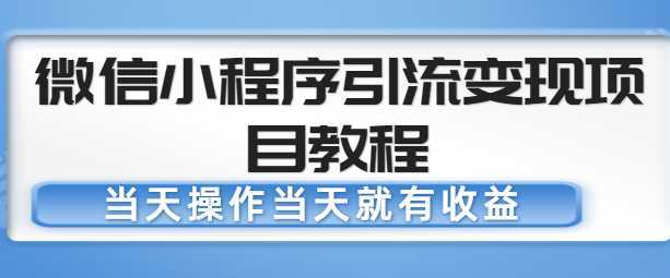 微信小程序引流变现项目教程，当天操作当天就有收益，变现不再是难事-全网VIP网赚项目资源网_会员赚钱大全_中创网_福缘网_冒泡网