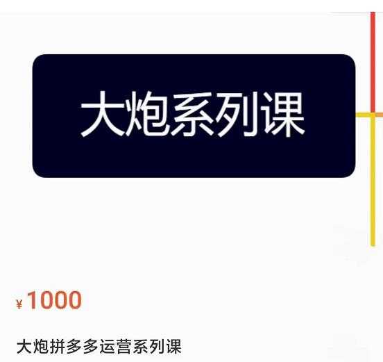 大炮拼多多运营系列课，各类​玩法合集，拼多多运营玩法实操-全网VIP网赚项目资源网_会员赚钱大全_中创网_福缘网_冒泡网