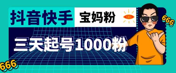 抖音快手三天起号涨粉1000宝妈粉丝的核心方法【详细玩法教程】-全网VIP网赚项目资源网_会员赚钱大全_中创网_福缘网_冒泡网