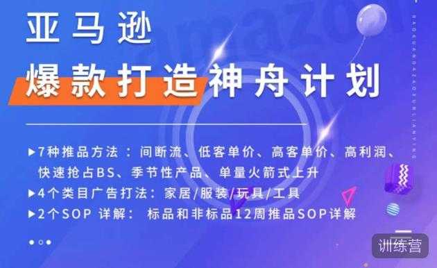 亚马逊爆款打造神舟计划，​7种推品方法，4个类目广告打法，2个SOP详解-全网VIP网赚项目资源网_会员赚钱大全_中创网_福缘网_冒泡网