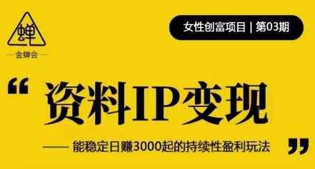 资料IP变现，能稳定日赚3000起的持续性盈利玩法-全网VIP网赚项目资源网_会员赚钱大全_中创网_福缘网_冒泡网