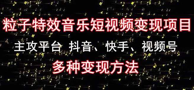 黄岛主《粒子特效音乐短视频变现项目》主攻平台抖音、快手、视频号多种变现方法-全网VIP网赚项目资源网_会员赚钱大全_中创网_福缘网_冒泡网