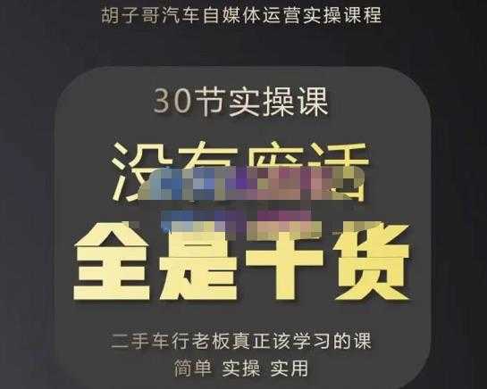 胡子哥·汽车自媒体运营实操课，汽车新媒体二手车短视频运营教程-价值8888元-全网VIP网赚项目资源网_会员赚钱大全_中创网_福缘网_冒泡网