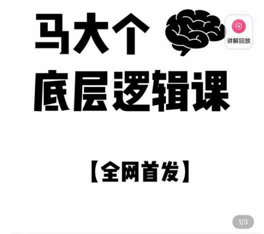 马大个·底层逻辑课，51节底层逻辑智慧课-价值1980元-全网VIP网赚项目资源网_会员赚钱大全_中创网_福缘网_冒泡网