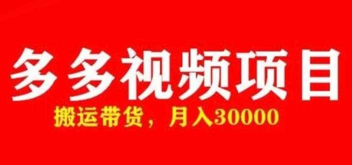 多多带货视频快速50爆款拿带货资格，搬运带货，月入30000【全套脚本+详细玩法】-全网VIP网赚项目资源网_会员赚钱大全_中创网_福缘网_冒泡网