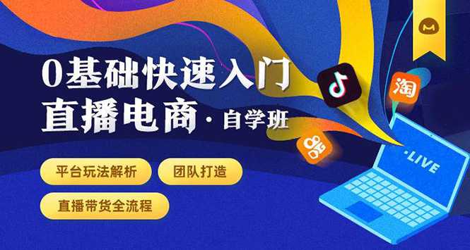 0基础快速入门直播电商课程：直播平台玩法解析-团队打造-带货全流程等环节-全网VIP网赚项目资源网_会员赚钱大全_中创网_福缘网_冒泡网