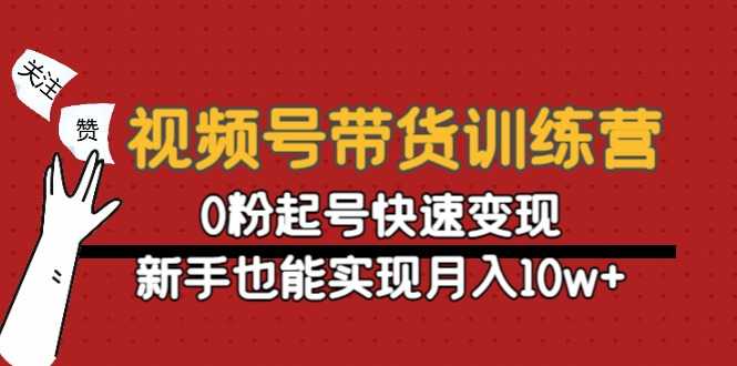 视频号带货训练营：0粉起号快速变现，新手也能实现月入10w+-全网VIP网赚项目资源网_会员赚钱大全_中创网_福缘网_冒泡网