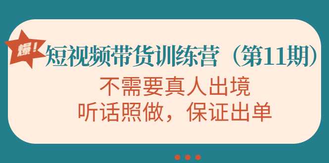 视频带货训练营，不需要真人出境，听话照做，保证出单（第11期）-全网VIP网赚项目资源网_会员赚钱大全_中创网_福缘网_冒泡网